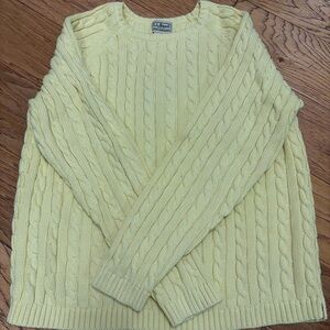 L.L. Bean Pale Yellow Cable Knit Pullover